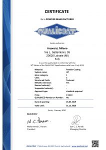 Qualicoat certificates for Arsonsisi powder coatings J57 series